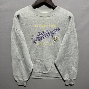 Vintage Minnesota Vikings Sweatshirt Mens Large Gray Logo 7 Embroidered Football